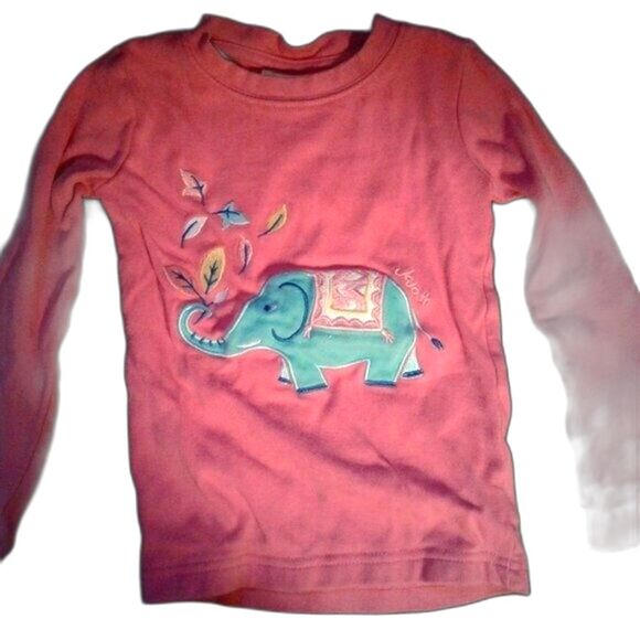 JoJo Maman Bebe 2 piece pajama Set Pink Teal Elephant Longsleeve Size 4-5 Years - Picture 1 of 7